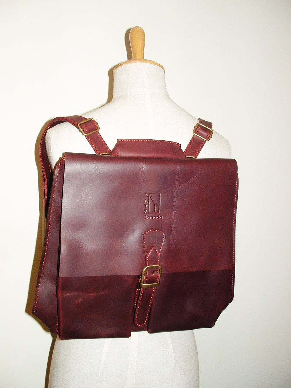 Red Waxed Leather Backpack