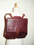 Genuine Waxed Leather Backpack, Unisex , color Eggplant-Red Handmade by Ben Katz