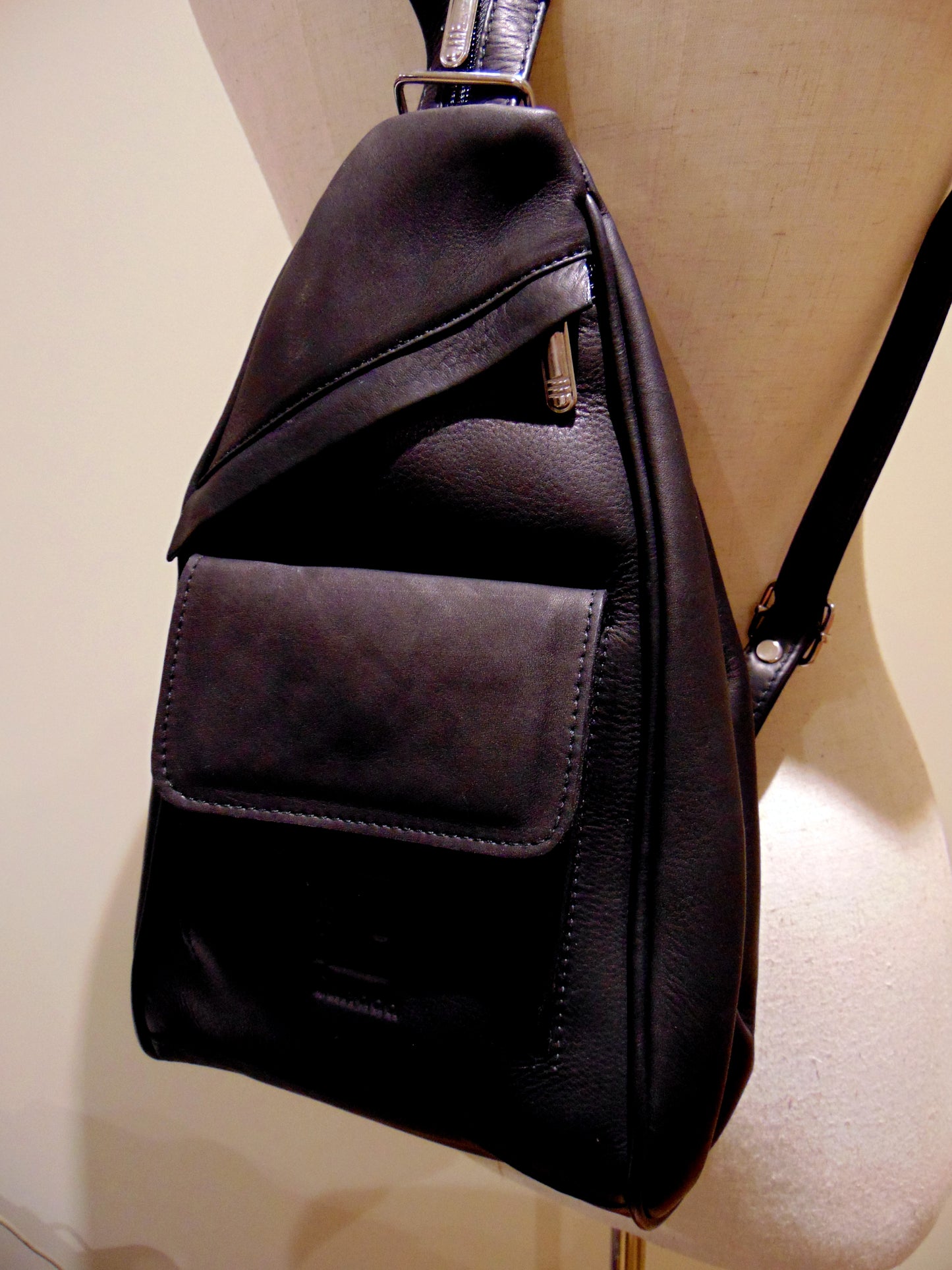 Black Leather Backpack & Purse