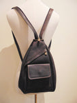 Genuine Small Leather Backpack and Purse Combination, LIGHT and SOFT, color Dark Brown, Handmade by Ben Katz Free Shipping to United States and Canada.