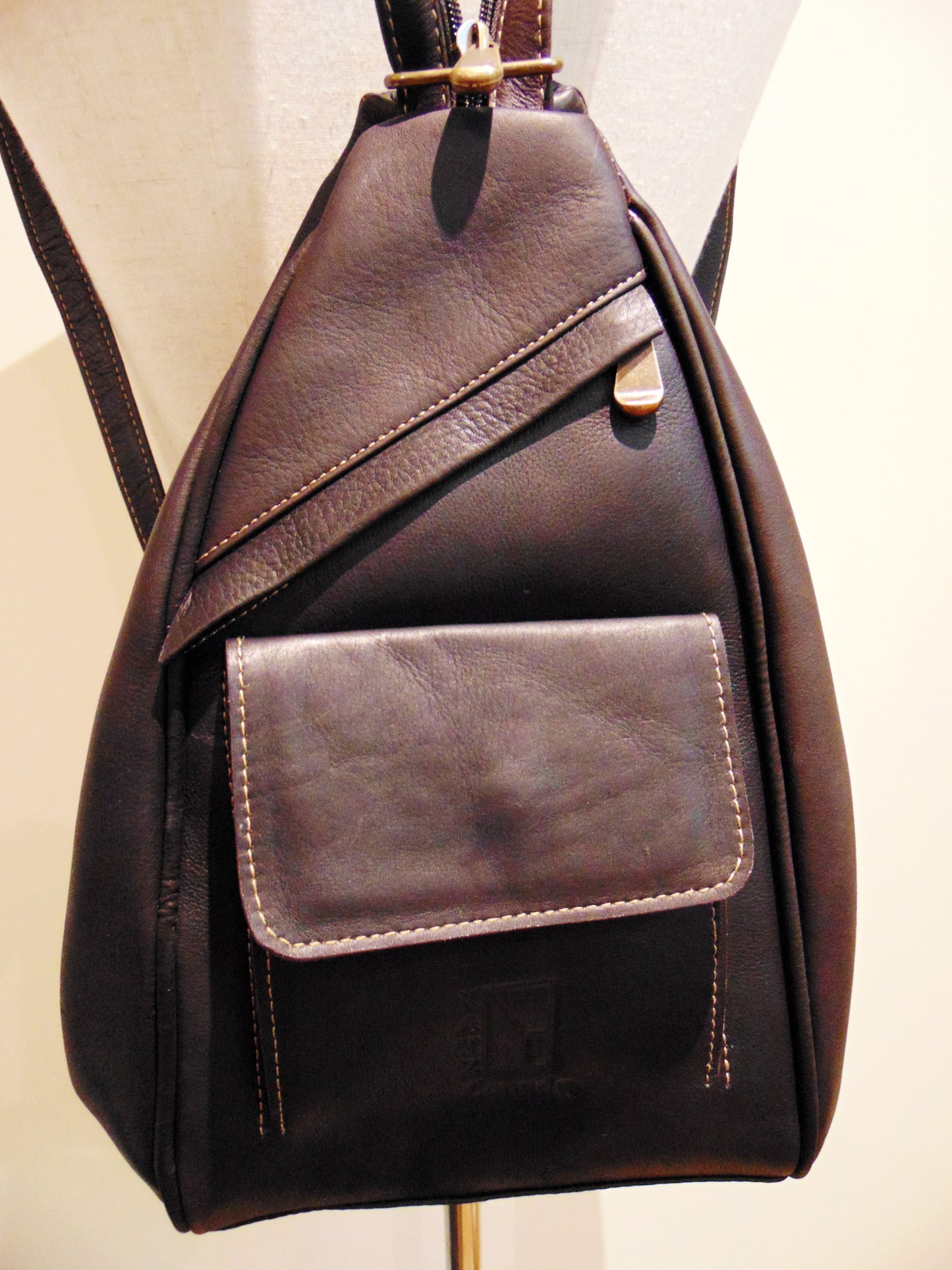 Small Dark Brown Leather Backpack