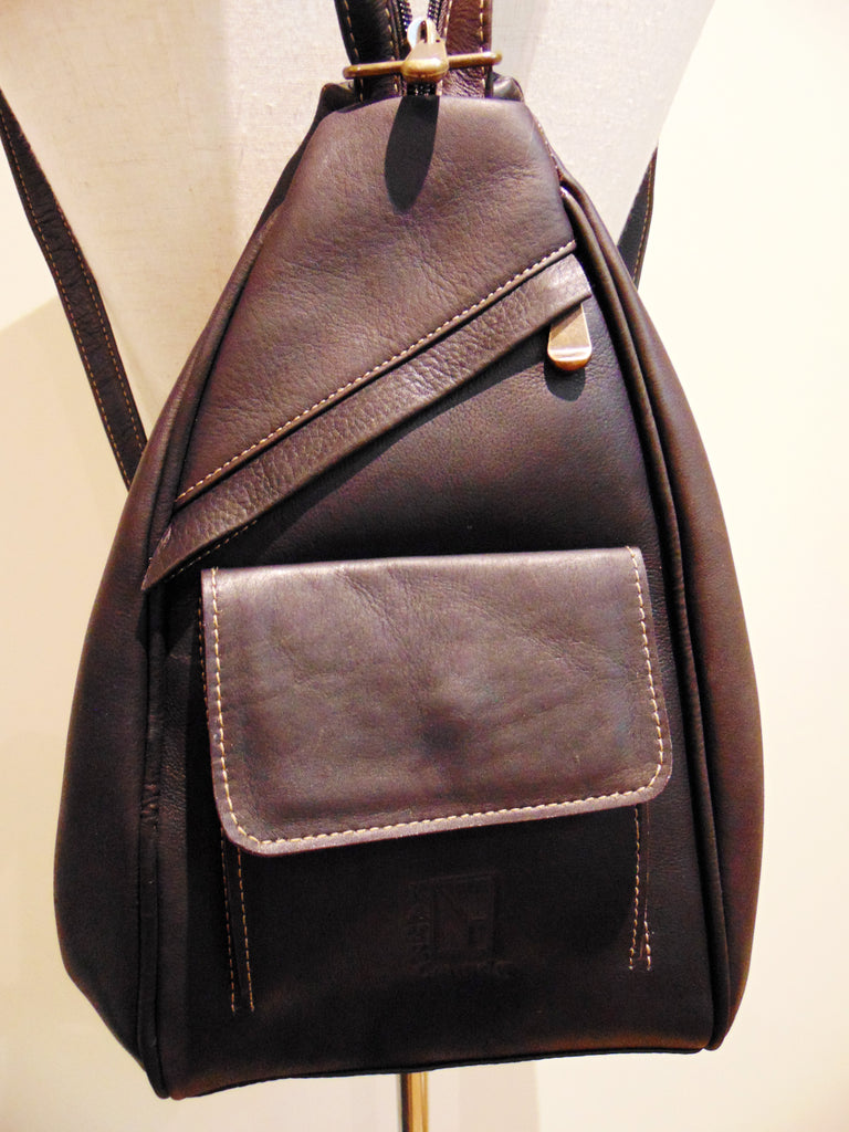 Genuine Small Leather Backpack and Purse Combination, LIGHT and