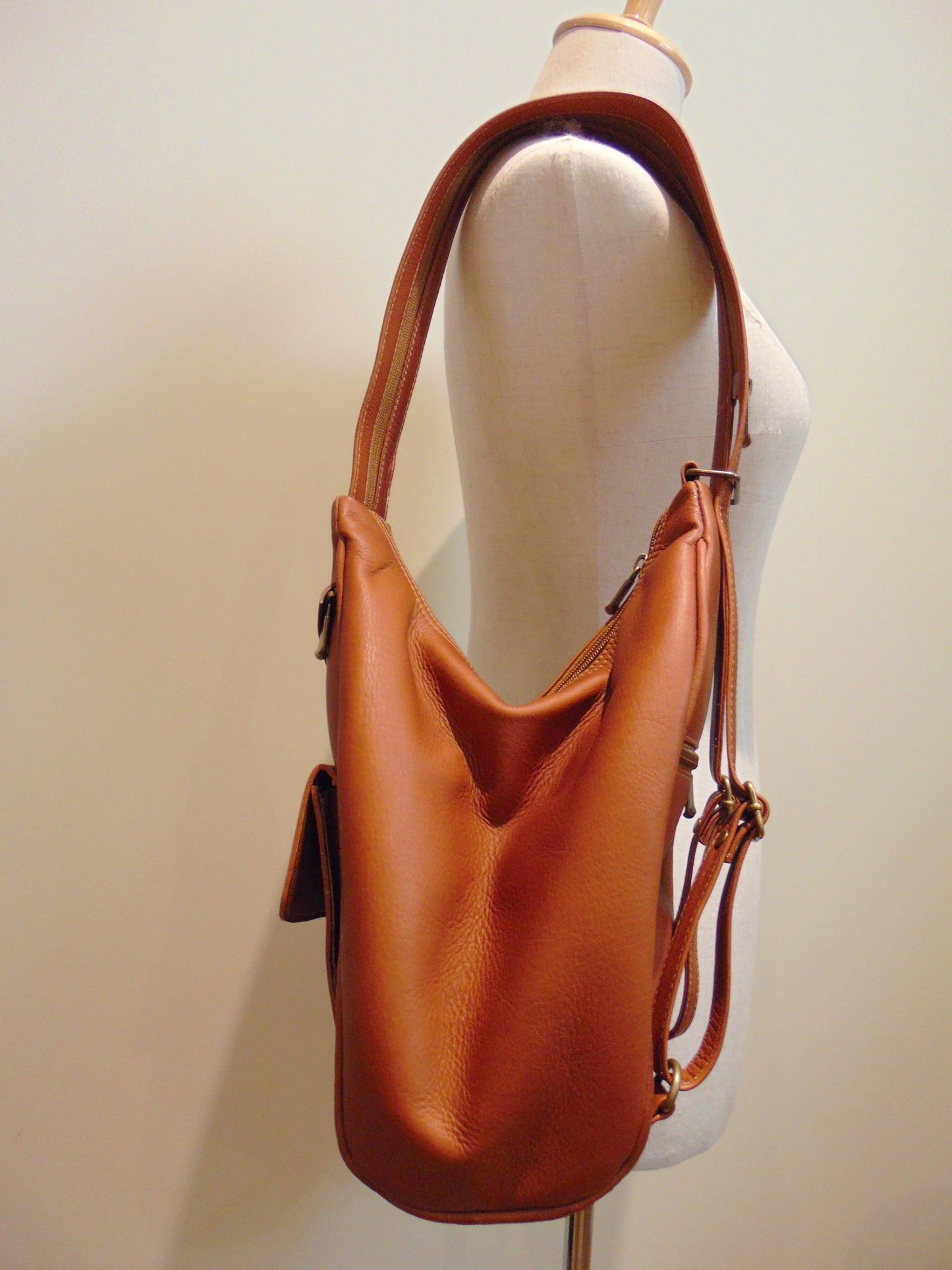 Small Tan Leather Backpack