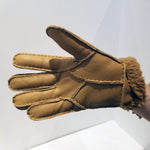 Warm CAMEL BEIGE Sheepskin Shearling Gloves Handmade size S-M