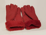Warm RED Sheepskin Shearling Gloves Handmade size S-M-L