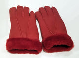 Warm RED Sheepskin Shearling Gloves Handmade size S-M-L