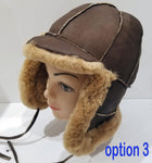 Children's Sheepskin Aviator Hat Real Shearling Warm Handmade Unisex by Katz Leather - Canada