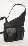 Genuine Leather Crossbody Messenger Bag, Unisex Black Leather Bag, Leather Handbag Satchel, Handmade by Ben Katz 3 divisions.
