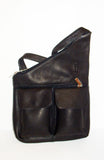 Genuine Leather Crossbody Messenger Bag, Unisex Black Leather Bag, Leather Handbag Satchel, Handmade by Ben Katz 3 divisions.