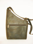 Genuine Leather Crossbody Messenger Bag, Unisex English Green Leather Bag, Leather Handbag Satchel, Handmade by Ben Katz 3 divisions.