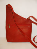 Genuine Leather Crossbody Messenger Bag, Unisex Red Leather Bag, Leather Handbag Satchel, Handmade by Ben Katz 3 divisions.