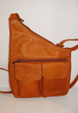 Genuine Leather Crossbody Messenger Bag, Unisex Tan Leather Bag, Leather Handbag Satchel, Handmade by Ben Katz 3 divisions.