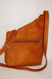 Genuine Leather Crossbody Messenger Bag, Unisex Tan Leather Bag, Leather Handbag Satchel, Handmade by Ben Katz 3 divisions.